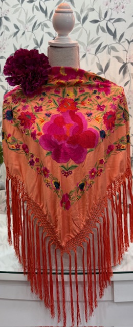 MANTÓN SEDA MODELO CAYETANA Naranja