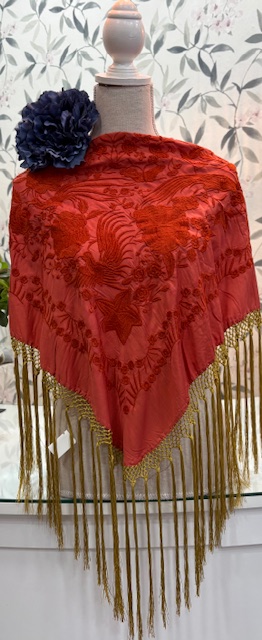 MANTÓN SEDA MODELO MONOCOLOR Teja