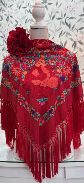 MANTÓN SEDA MODELO CAYETANA Rojo