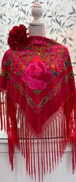 MANTÓN SEDA MODELO CAYETANA Rojo - Rosa