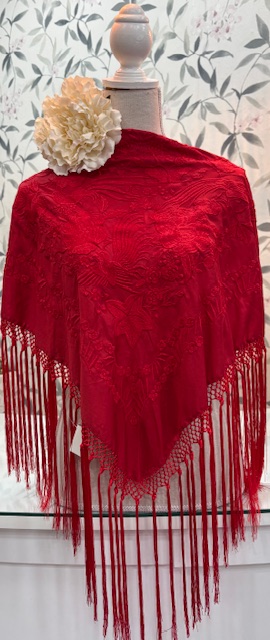 MANTÓN SEDA MODELO MONOCOLOR Rojo