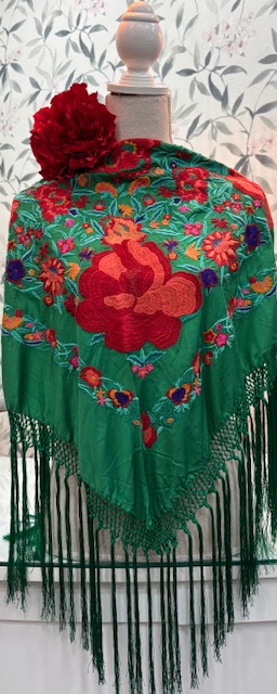 MANTÓN SEDA MODELO CAYETANA Verde
