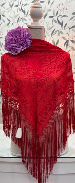 MANTÓN SEDA MODELO CANDELA Rojo